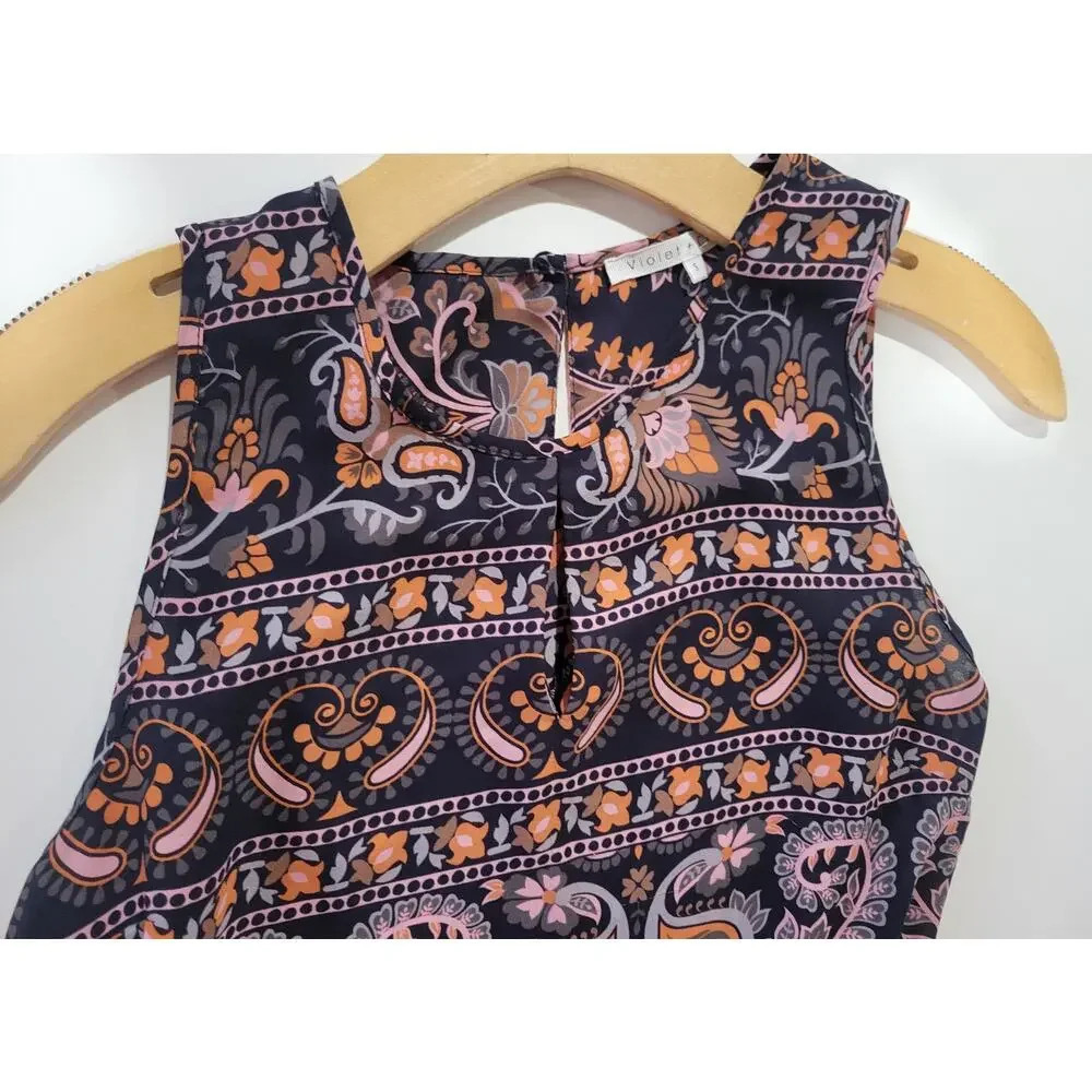 Violet + Claire Women's multicolor boho paisley print sleeveless blouse - small - Picture 5 of 8